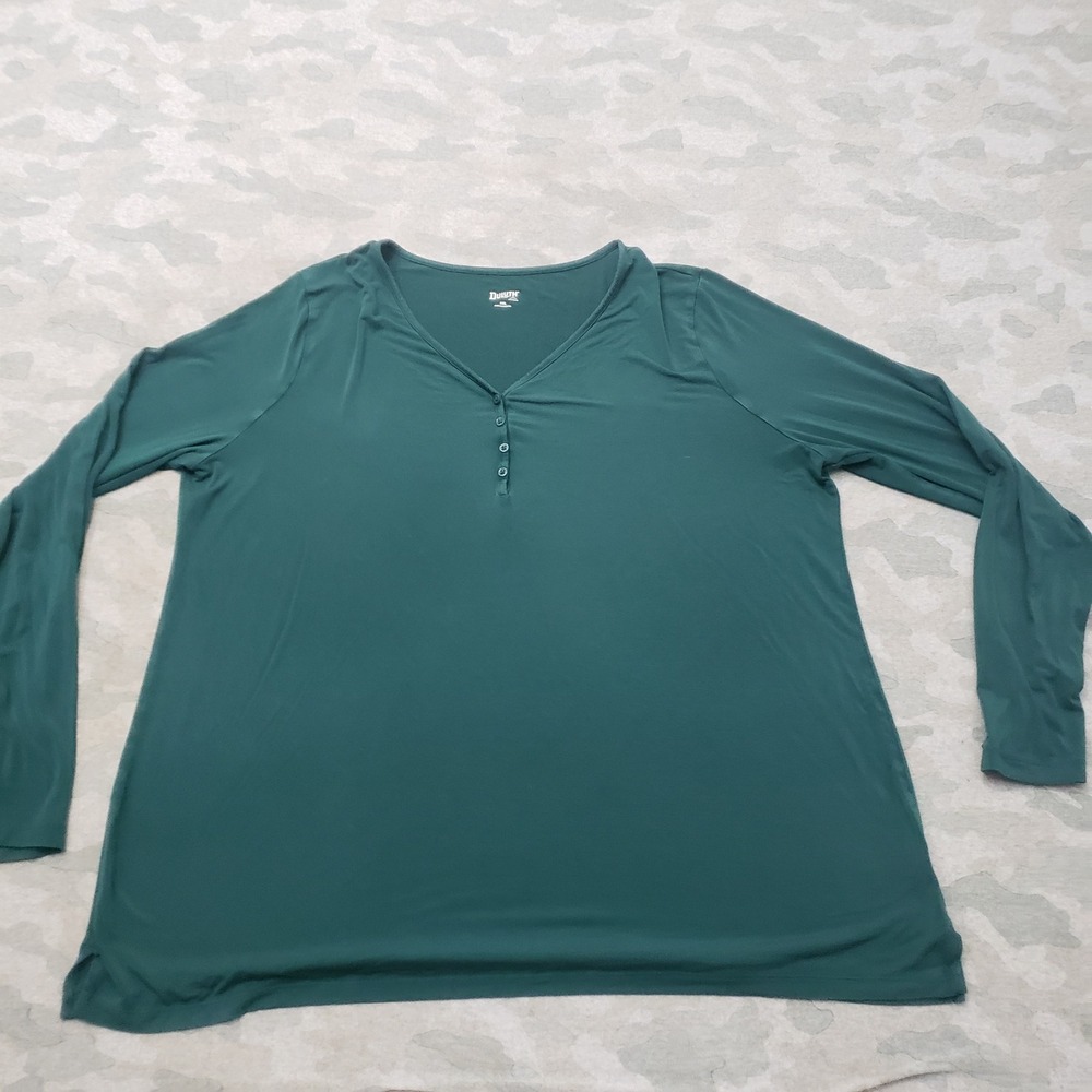 Duluth Trading Co Henley Top Womens 2XL Green Long Sleeve Outdoors